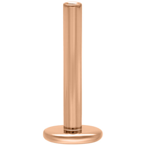 Roségoldener Titan Labret Stab, 1,2 mm Stärke, 6 mm Länge auf weißem Hintergrund