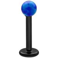 Dunkelblaues synthetisches Opal Labret mit schwarzem Stab