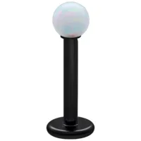 Weißer synthetischer Opal auf schwarzem Titan Labret, Länge 5,0 mm