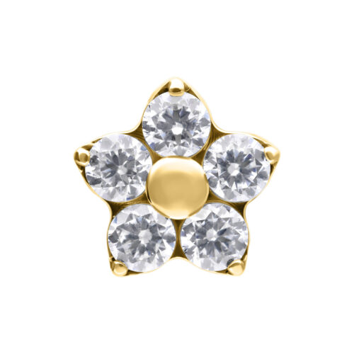 Push Fit Mini Multi Jewelled Flower Attachment - Golden Metal